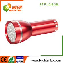 Factory Logo imprimé Red Emergency Handheld 28 conduit Aluminium Petite torche à LED avec batterie 3 * AAA